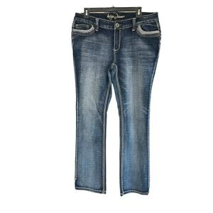 Ariya Womens Slim Skinny Jeans Blue Thick Stitch Medium Wash Denim 15